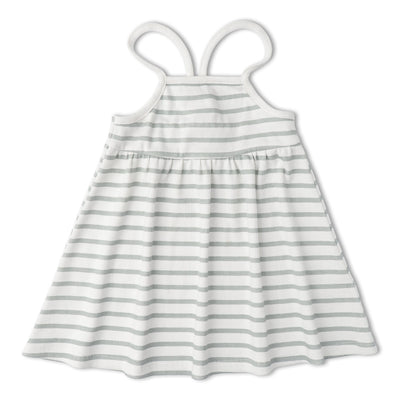 Makemake Organics Organic Tie-Back Strap Dress - Fog Stripes