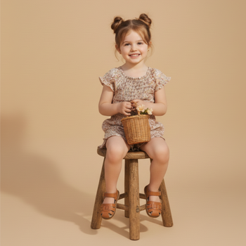 Makemake Organics Organic Smocked Jumpsuit - Pastel Bloom