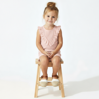 Makemake Organics Organic Ruffle Top & Shorts Set - Blush