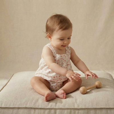 Makemake Organics Organic Scalloped Top & Bloomers Set - Pink Bloom