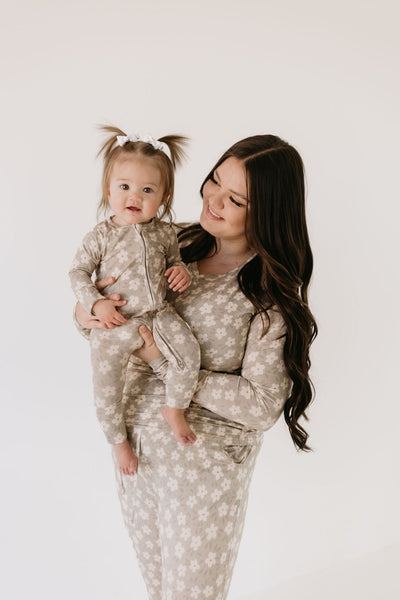 Bamboo Zip Pajamas | French Gray Floral