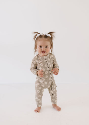 Bamboo Zip Pajamas | French Gray Floral