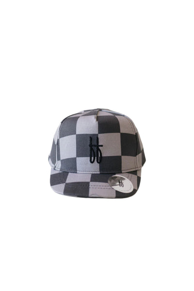 Children's Trucker Hat | Black & Grey Checkerboard