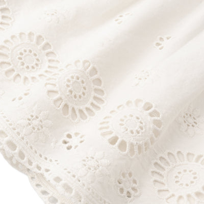 Makemake Organics Organic Eyelet Top And Pant Set - Ivory Eyelet