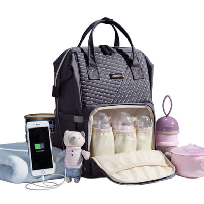 SUNVENO Quilted Diaper Bag Backpack – 13 Compartments