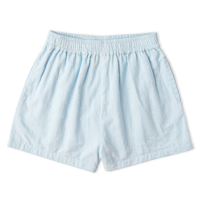Makemake Organics Organic Smocked Top & Shorts Set - Light Blue