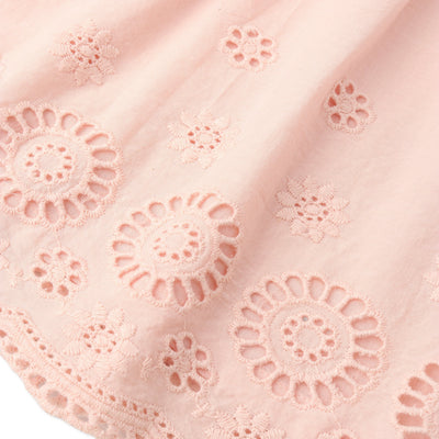 Makemake Organics Organic Eyelet Top And Pant Set - Blush Eyelet