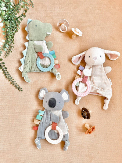 Bitzy Crinkle Sensory Toy with Teether – Bunny