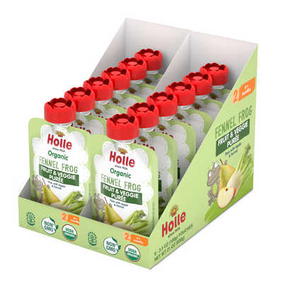 Holle Baby Food Pouches - Organic Fruit & Veggie Puree - Fennel Frog