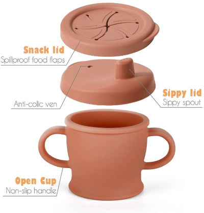 Haakaa Silicone Sip-N-Snack Cup – 2-in-1 Sippy & Spillproof Snack Cup (8oz)