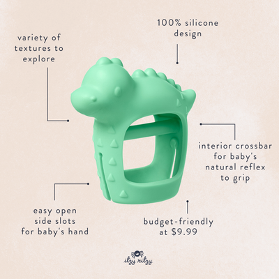 OUTLET – Bitzy Grip Mitt Developmental Teether – Dino
