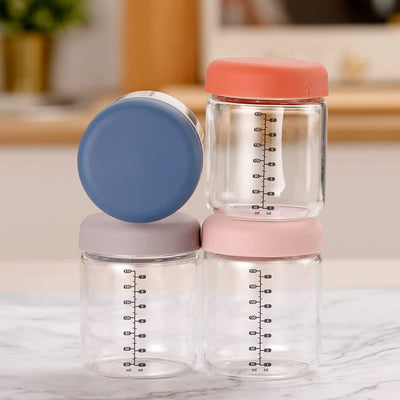 Haakaa Sealed Glass Storage Jars Set – 4 x 7oz (200ml) Borosilicate with Silicone Lids