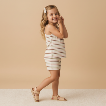 Makemake Organics Organic Tank Top & Shorts Set - Terra Stripes