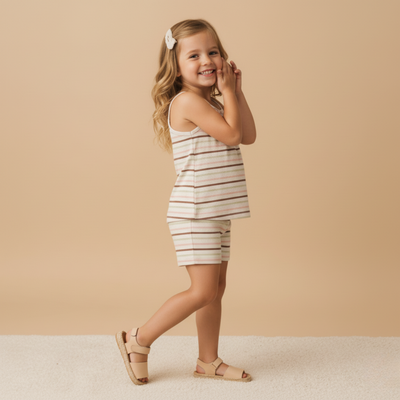 Makemake Organics Organic Tank Top & Shorts Set - Terra Stripes