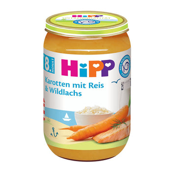 HiPP Carrots With Rice And Wild Salmon Puree in Jar 220G (6535) (EXP:7/31/25)