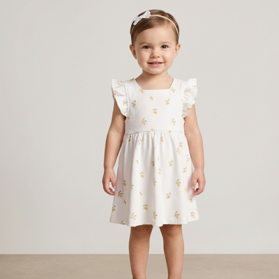 Makemake Organics Organic Cutout Back Dress - Lemons