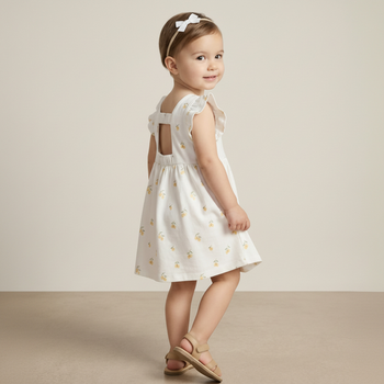 Makemake Organics Organic Cutout Back Dress - Lemons