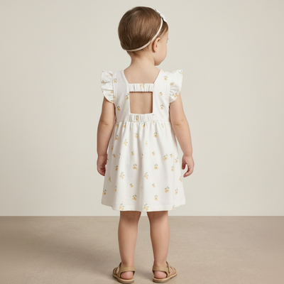 Makemake Organics Organic Cutout Back Dress - Lemons