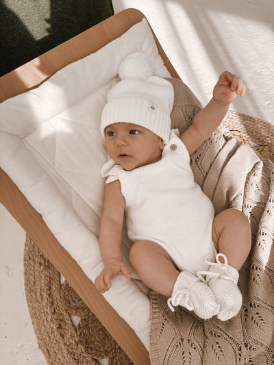 Novelty Knit Baby Romper - White