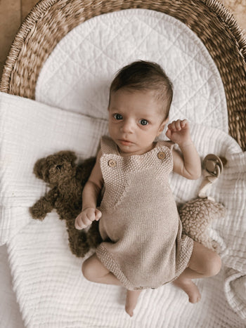 Novelty Knit Baby Romper - Heather Beige