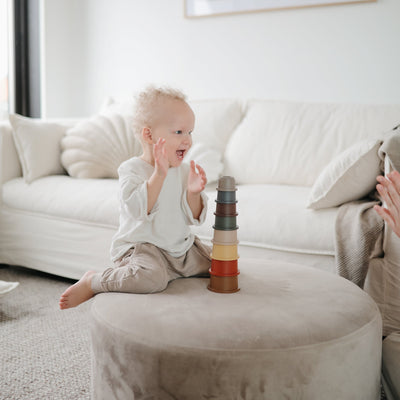 Mushie Stacking Cups Toy – Rundetårn Stacking Tower for Toddlers
