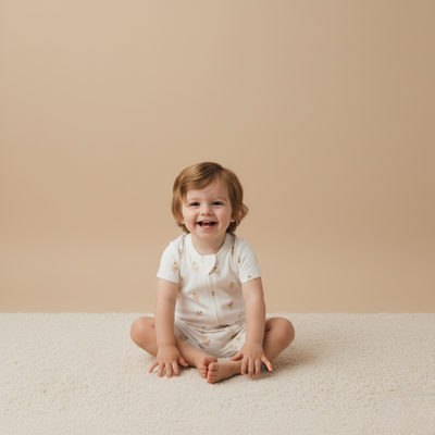 Makemake Organics Organic Short Zip Romper - Ice Cream