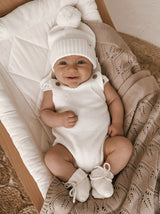 Novelty Knit Baby Romper - White