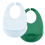 Colugo Fold and Go Silicone Bib 2 Pack | Lightweight Adjustable Baby Bibs with Storage Cases