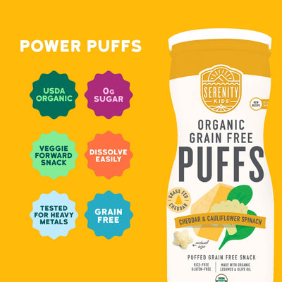 Cheddar & Cauliflower Spinach Organic Grain Free Puffs 6+Month