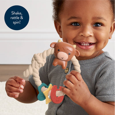 Ritzy Rattle™ Silicone Teether Rattles: Highland Cow