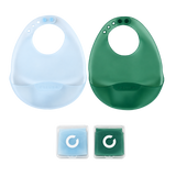 Colugo Fold and Go Silicone Bib 2 Pack | Lightweight Adjustable Baby Bibs with Storage Cases