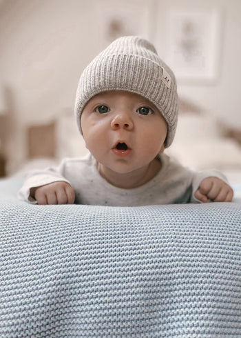 Merino Wool Baby Beanie - Heather Gray