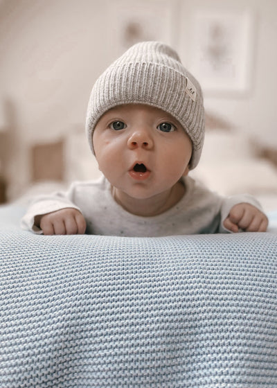 Merino Wool Baby Beanie - Heather Gray