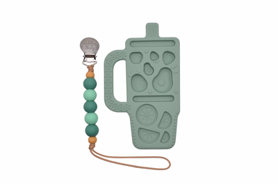 Tumbler Teether with Silicone Pacifier Clip