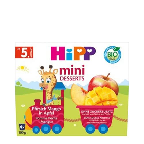 HiPP Mini Desserts in a Cup Peach in Apple Mango (4x100g) (5805-02) (EXP:02/13/26)