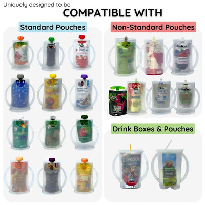Flipping Holder DELUXE with Lid (Blue) – Food Pouch & Juice Box Holder