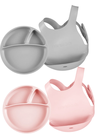 MinikOiOi Silicone Feeding Set – Flexi Bib & Suction Plate +6m