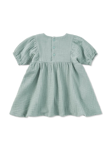 Apple Park Dress with Puff Sleeves - Teal