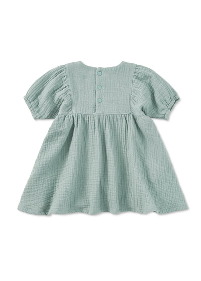 Apple Park Dress with Puff Sleeves - Teal