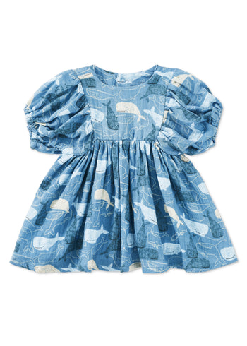 Apple Park Dress with Puff Sleeves - Whale Tales