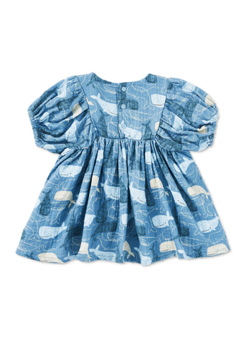 Apple Park Dress with Puff Sleeves - Whale Tales