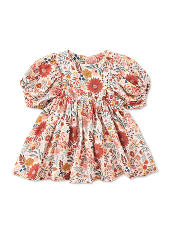 Apple Park Dress with Puff Sleeves - Zinnia Bloom