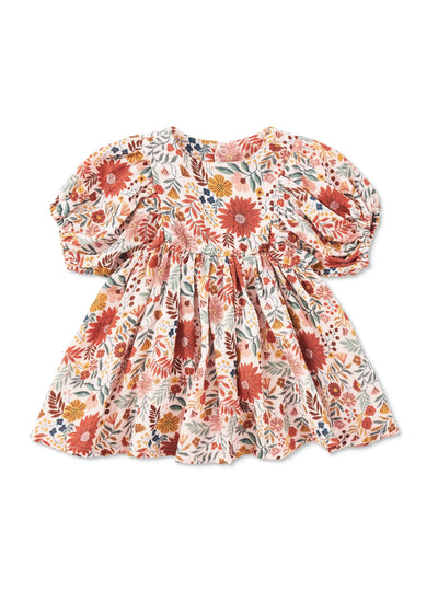 Apple Park Dress with Puff Sleeves - Zinnia Bloom
