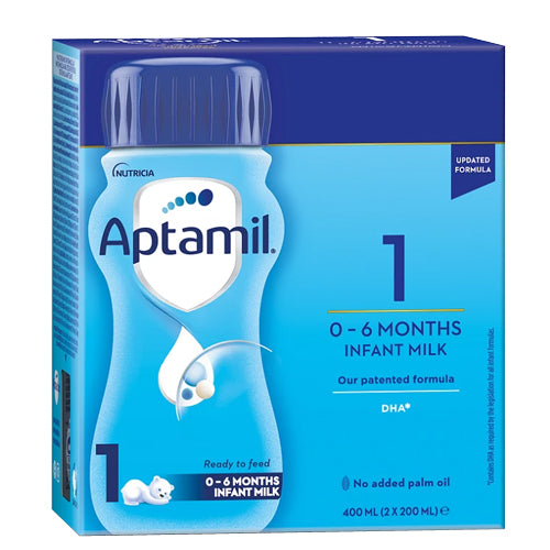 Aptamil 1 Ready To Drink European Infant Baby Milk 400 Ml (2 X 200 Ml) (EXP:04/13/26)