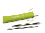 Haakaa Straight StainlReusable Stainless Steel Drinking Straws Set with Cleaning Brush & Linen Bagess Steel Straws with Cleaning Brush, 3 pk