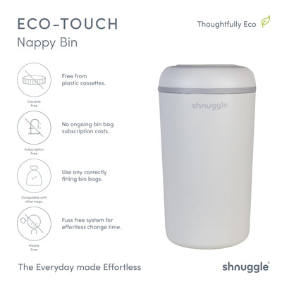 Shnuggle Eco-Touch Nappy Bin Diaper Pail + 30 Better Bag Liners