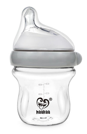 Haakaa Gen. 3 Glass Baby Bottle 90ml / 160ml – Anti-Colic Silicone Nipple