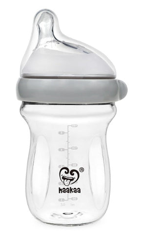 Haakaa Gen 3 Glass Baby Bottle 6oz / 160ml – Borosilicate Anti-Colic Bottle (6M+)