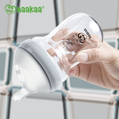 Haakaa Gen 3 Glass Baby Bottle 6oz / 160ml – Borosilicate Anti-Colic Bottle (6M+)
