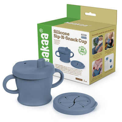 Haakaa Silicone Sip-N-Snack Cup – 2-in-1 Sippy & Spillproof Snack Cup (8oz)